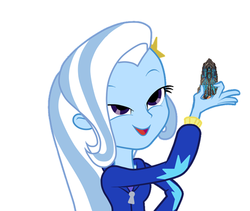 Size: 522x441 | Tagged: safe, trixie, equestria girls, g4, exploitable meme, female, key to vector sigma, look what trixie found, meme, solo, transformers, transformers prime