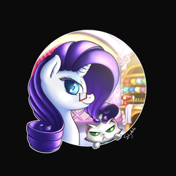 Size: 1280x1280 | Tagged: safe, artist:shydale, opalescence, rarity, g4, glasses, profile