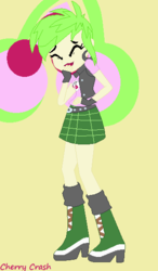 Size: 325x557 | Tagged: safe, artist:berrypunchrules, cherry crash, equestria girls, g4, background human, female, rocker, solo