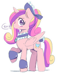 Size: 500x643 | Tagged: safe, artist:ende26, princess cadance, alicorn, pony, g4, blushing, clothes, female, maid, solo