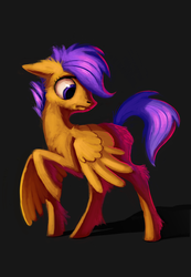 Size: 2500x3618 | Tagged: safe, artist:hoofboot, scootaloo, g4, female, high res, looking back, raised hoof, solo, spread wings