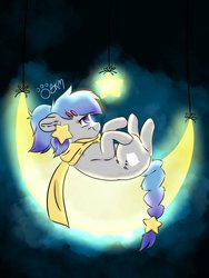 Size: 1024x1365 | Tagged: safe, artist:onlybykaymichelle, oc, oc only, oc:sheeps, clothes, crescent moon, moon, scarf, solo, stars, tangible heavenly object