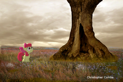 Size: 800x533 | Tagged: safe, artist:digitalpheonix, artist:myardius, apple bloom, g4, irl, photo, ponies in real life, solo, tree, vector