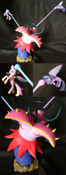 Size: 708x1858 | Tagged: safe, artist:prototypespacemonkey, princess cadance, twilight sparkle, alicorn, pony, tatzlwurm, g4, craft, female, magic blast, mare, sculpture, twilight sparkle (alicorn)