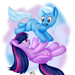 Size: 2000x2000 | Tagged: safe, artist:icy wings, trixie, twilight sparkle, alicorn, pony, g4, female, high res, lesbian, mare, ship:twixie, shipping, twilight sparkle (alicorn)