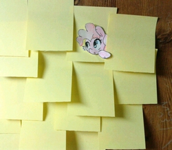 Size: 551x480 | Tagged: safe, artist:danadyu, pinkie pie, g4, jumped-out-pinkieanswers, paper child, sticky note