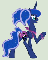 Size: 1600x1979 | Tagged: safe, artist:evilfrenzy, princess luna, g4, alternate hairstyle, bikini, butt, clothes, female, pigtails, plot, show accurate, simple background, solo, swimsuit, tail, tail hole, vector