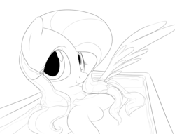 Size: 1141x872 | Tagged: safe, artist:dotkwa, fluttershy, g4, bath, female, grayscale, monochrome, solo