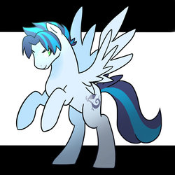 Size: 1024x1024 | Tagged: safe, artist:kianamai, oc, oc only, oc:icy storm, kilalaverse, next generation, offspring, parent:rainbow dash, parent:soarin', parents:soarindash, rearing, smiling, solo, spread wings