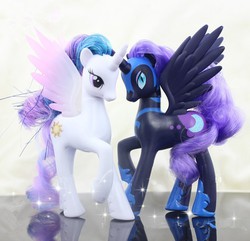 Size: 750x722 | Tagged: safe, nightmare moon, princess celestia, alicorn, pony, g4, brushable, female, irl, photo, toy