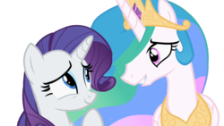 Size: 1024x576 | Tagged: safe, artist:cr4zyppl, princess celestia, rarity, g4, sweet and elite, female, lesbian, ship:rarilestia, shipping, simple background, transparent background, vector