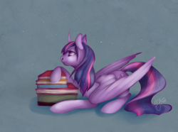 Size: 2000x1490 | Tagged: safe, artist:casynuf, twilight sparkle, alicorn, pony, g4, book, female, mare, solo, twilight sparkle (alicorn)