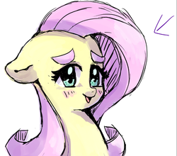 Size: 753x664 | Tagged: safe, artist:misocha, fluttershy, g4, arrow, female, pixiv, solo, thick eyebrows