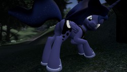 Size: 1360x768 | Tagged: safe, artist:tostah, princess luna, alicorn, pony, g4, 3d, butt, featureless crotch, female, gmod, looking at you, mare, plot, smiling, solo