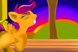Size: 3035x2026 | Tagged: safe, artist:chrisgotjar, scootaloo, g4, crying, female, high res, scootaloo can't fly, solo