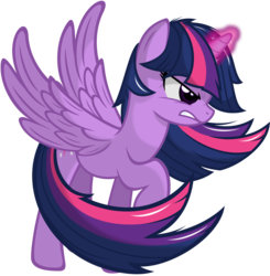 Size: 4000x4077 | Tagged: safe, artist:godoffury, twilight sparkle, alicorn, pony, g4, absurd resolution, angry, female, glowing horn, horn, magic, mare, simple background, solo, transparent background, twilight sparkle (alicorn), upset, vector