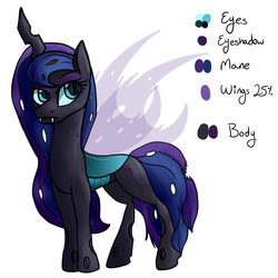 Size: 1280x1280 | Tagged: artist needed, safe, princess luna, changeling, g4, blue changeling, changelingified, female, princess lusalis, reference sheet, solo