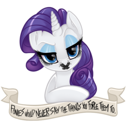 Size: 500x500 | Tagged: safe, artist:tenaflyviper, rarity, pony, unicorn, g4, female, gag, horn, looking at you, mare, meta, mouthpiece, old banner, simple background, solo, tape, tape gag, transparent background