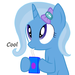 Size: 2000x2000 | Tagged: safe, artist:darkwolfmx, trixie, pony, unicorn, g4, bow, female, high res, juice box, looking up, mare, simple background, solo, transparent background