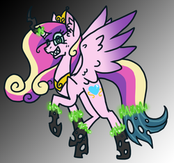 Size: 803x754 | Tagged: safe, artist:hazardous-artist26, queen chrysalis, changeling, g4, disguise, disguised changeling, fake cadance, female, solo