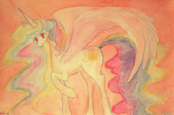 Size: 949x628 | Tagged: safe, artist:enuwey, princess celestia, g4, female, solo, traditional art, watercolor painting