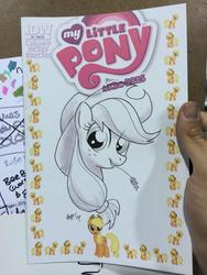 Size: 768x1024 | Tagged: safe, artist:tony fleecs, idw, applejack, g4, micro-series #6, my little pony micro-series, female, irl, photo, solo, traditional art