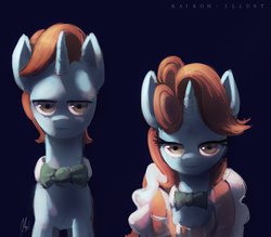 Size: 821x720 | Tagged: safe, artist:grissaecrim, beyond (g4), infinity (g4), pony, g4, trade ya!, bioshock infinite, dark, looking at you, lutece twins, ponified, robert lutece, rosalind lutece