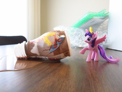 Size: 4000x3000 | Tagged: safe, twilight sparkle, alicorn, pony, g4, chocolate milk, everything is ruined, female, irl, mare, mcdonald's, mcdonald's happy meal toys, meme, pure unfiltered evil, ronald mcdonald, spill, spilled milk, toy, twilight sparkle (alicorn)