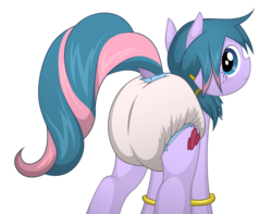 Size: 4038x3188 | Tagged: safe, artist:diaperpony, artist:fluffyxai, oc, oc only, oc:berry twist, earth pony, pony, blushing, bracelet, diaper, dock, female, jewelry, looking back, mare, non-baby in diaper, poofy diaper, raised tail, simple background, solo, tail, tail hole, transparent background