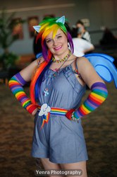 Size: 510x768 | Tagged: safe, artist:drowninginrice, rainbow dash, human, g4, cosplay, irl, irl human, multicolored hair, nekocon, nekocon 2012, photo, rainbow hair