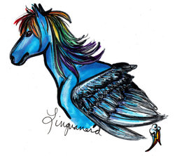 Size: 600x533 | Tagged: safe, artist:linguanerd, rainbow dash, horse, g4, female, solo, traditional art