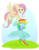 Size: 857x1106 | Tagged: safe, artist:rainbowcider, fluttershy, rainbow dash, g4, may the best pet win, my little pony: friendship is magic, carrying, flying