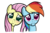 Size: 1440x936 | Tagged: safe, artist:thecheeseburger, fluttershy, rainbow dash, g4, my little pony: friendship is magic, trade ya!, faic, pouting