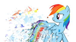 Size: 2520x1406 | Tagged: safe, artist:mcdashin, rainbow dash, g4, disintegration, female, fragments, solo, wallpaper