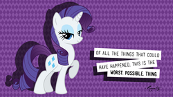 Size: 1920x1080 | Tagged: safe, artist:verygood91, rarity, g4, female, quote, solo, the worst possible thing, vector, wallpaper