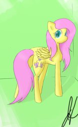 Size: 500x806 | Tagged: safe, artist:kharmatika, fluttershy, g4, concave belly, female, looking at you, slender, solo, thin