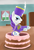 Size: 1053x1539 | Tagged: safe, artist:lemurkatta, rarity, pony, unicorn, g4, ancient wonderbolts uniform, cake, clothes, female, hat, hind legs, mare, popping out of a cake, sgt. rarity, shako, solo, uniform