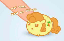 Size: 600x385 | Tagged: safe, artist:4as, carrot top, golden harvest, earth pony, human, pony, g4, angry, animated, blob, chibi, chubbie, cute, cutie top, dialogue, female, flash, game, link, madorable, mare, offscreen character, offscreen human, open mouth, poking, touch