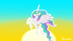 Size: 1920x1080 | Tagged: safe, artist:rose5tar, princess celestia, alicorn, pony, g4, female, solo, sun, wallpaper