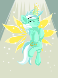 Size: 1600x2133 | Tagged: safe, artist:ostichristian, lyra heartstrings, pony, unicorn, g4, artificial wings, augmented, female, magic, magic wings, solo, wings