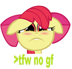 Size: 2024x1924 | Tagged: safe, apple bloom, g4, 4chan, feels, female, forever alone, greentext, meme, solo, text, tfw, tfw no gf