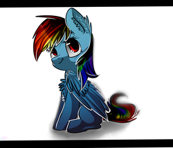 Size: 3500x3000 | Tagged: dead source, safe, artist:bonbrony, rainbow dash, pegasus, pony, g4, female, high res, letterboxing, shading, sitting, solo