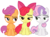 Size: 4760x3536 | Tagged: safe, artist:mrbrandonmac, apple bloom, scootaloo, sweetie belle, earth pony, pegasus, pony, unicorn, g4, aside glance, cutie mark crusaders, female, filly, foal, simple background, transparent background, trio, unamused, unimpressed, vector