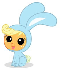 Size: 612x718 | Tagged: safe, artist:changeling #209458, applejack, earth pony, pony, g4, baby, baby bunny, baby pony, babyjack, bunny costume, bunnyjack, clothes, cute, female, jackabetes, solo