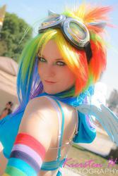 Size: 640x960 | Tagged: safe, artist:electrokittenz, rainbow dash, human, cosplay, goggles, indy pride festival, irl, irl human, photo, solo