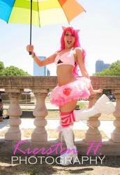 Size: 660x960 | Tagged: safe, artist:electrokittenz, pinkie pie, human, g4, belly button, belly piercing, bellyring, clothes, cosplay, indy pride festival, irl, irl human, midriff, photo, piercing, skirt, solo