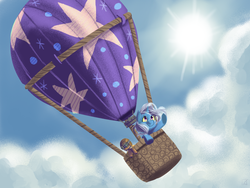 Size: 2800x2100 | Tagged: safe, artist:fauxsquared, applejack, trixie, g4, high res, hot air balloon, pearjack