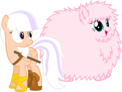 Size: 1862x1405 | Tagged: safe, artist:zacatron94, oc, oc only, oc:fluffle puff, oc:sweep star, legends of equestria, weapon