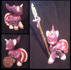 Size: 1913x1871 | Tagged: safe, artist:z113, eldar, armor, blind bag, crossover, customized toy, farseer, figure, figurine, gaming miniature, miniature, ponified, sculpture, singing spear, spear, toy, warhammer (game), warhammer 40k, weapon