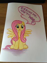 Size: 1836x2448 | Tagged: artist needed, safe, fluttershy, g4, birthday card, female, photo, solo, traditional art